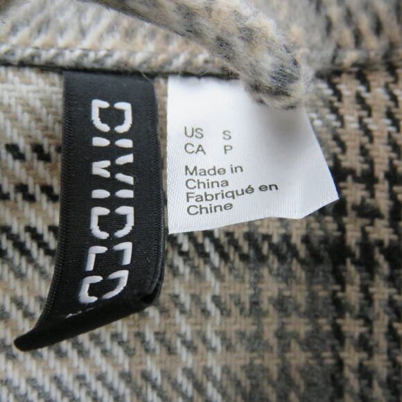 H&M Black & Cream Plaid Shacket Jacket Fleece Casual Jacket Small - Picture 3 of 3